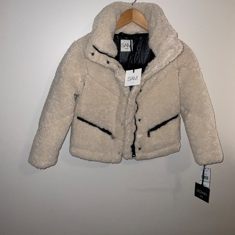 SAM. NYC Girls Sherpa Mid Coat – Size 8 (Almond) – NWT - Picture 13 of 14